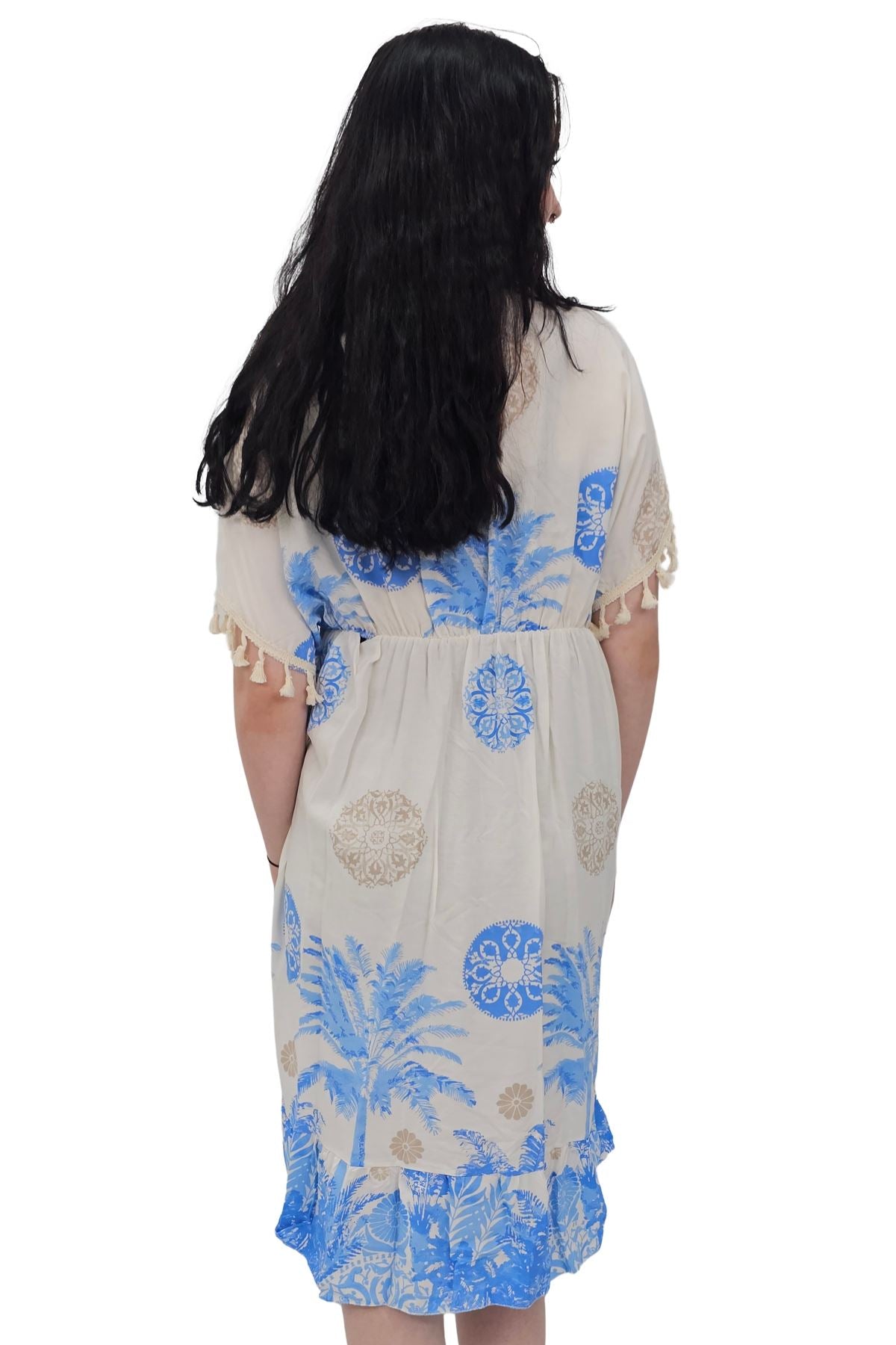 Floral Botanical Print Elasticated Waist Dress