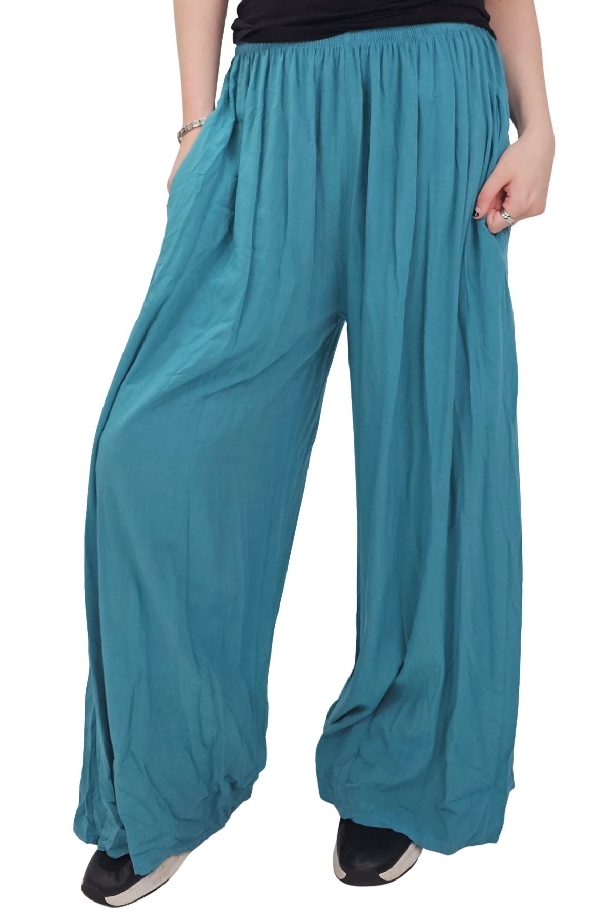Plain Elasticated Waistband Wide Leg Palazzo
