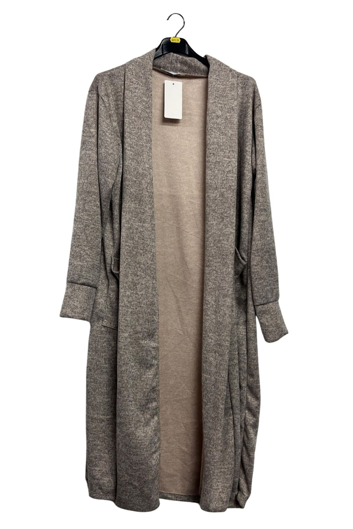 Plain Two Pockets Longline Duster Cardigan