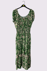 Floral Print Shirred Waist Tiered Dress