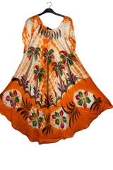 Tie Dye Floral Pattern Umbrella Style Dress