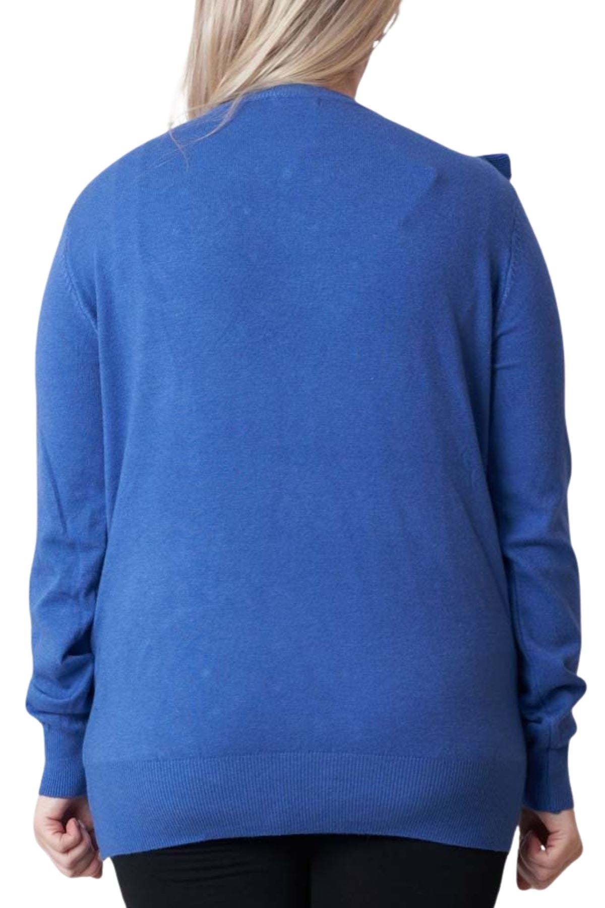 Pearls Side Chest Frill Ribbed Hem Soft Jumper