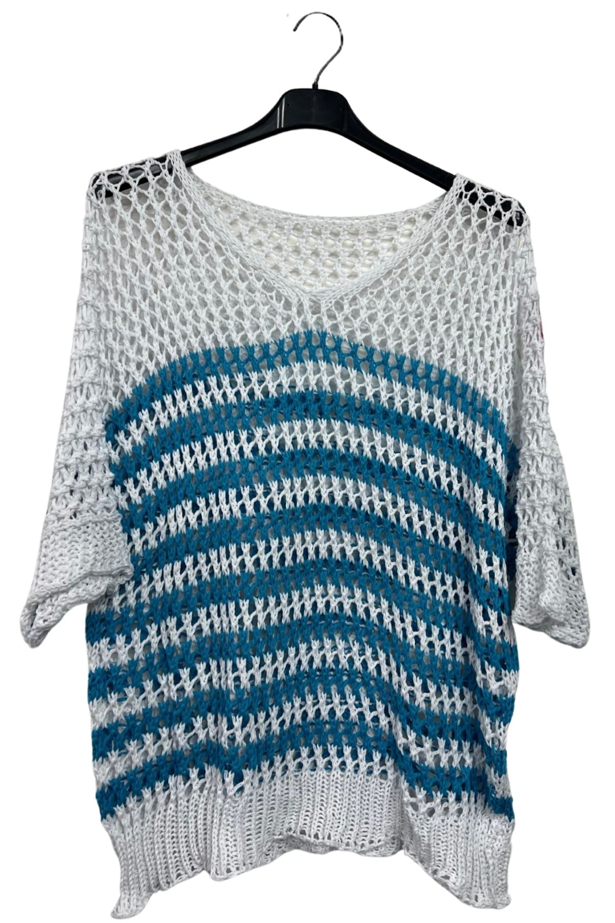 Horizontal Stripe Pattern Tunic Cotton Top