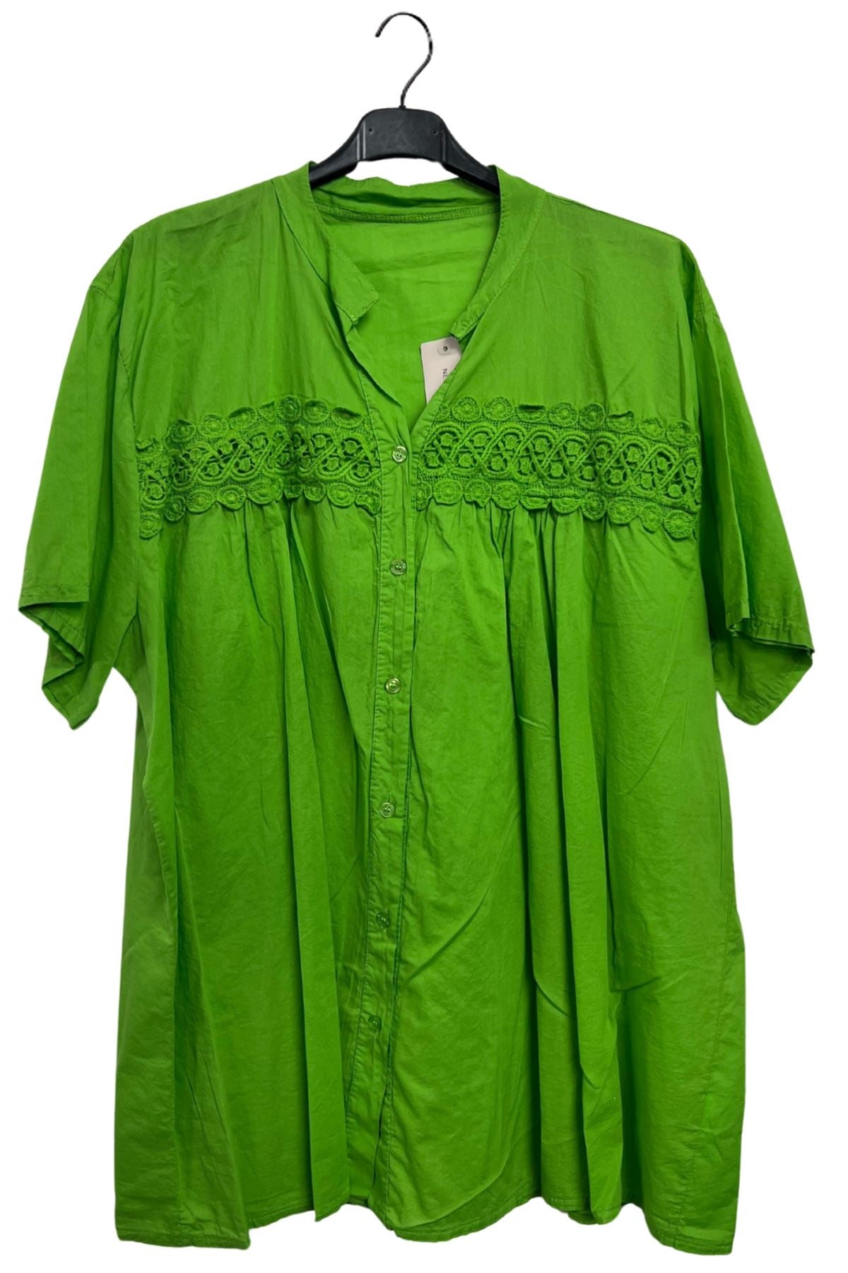 Plain Lace Detailing Cotton Shirt