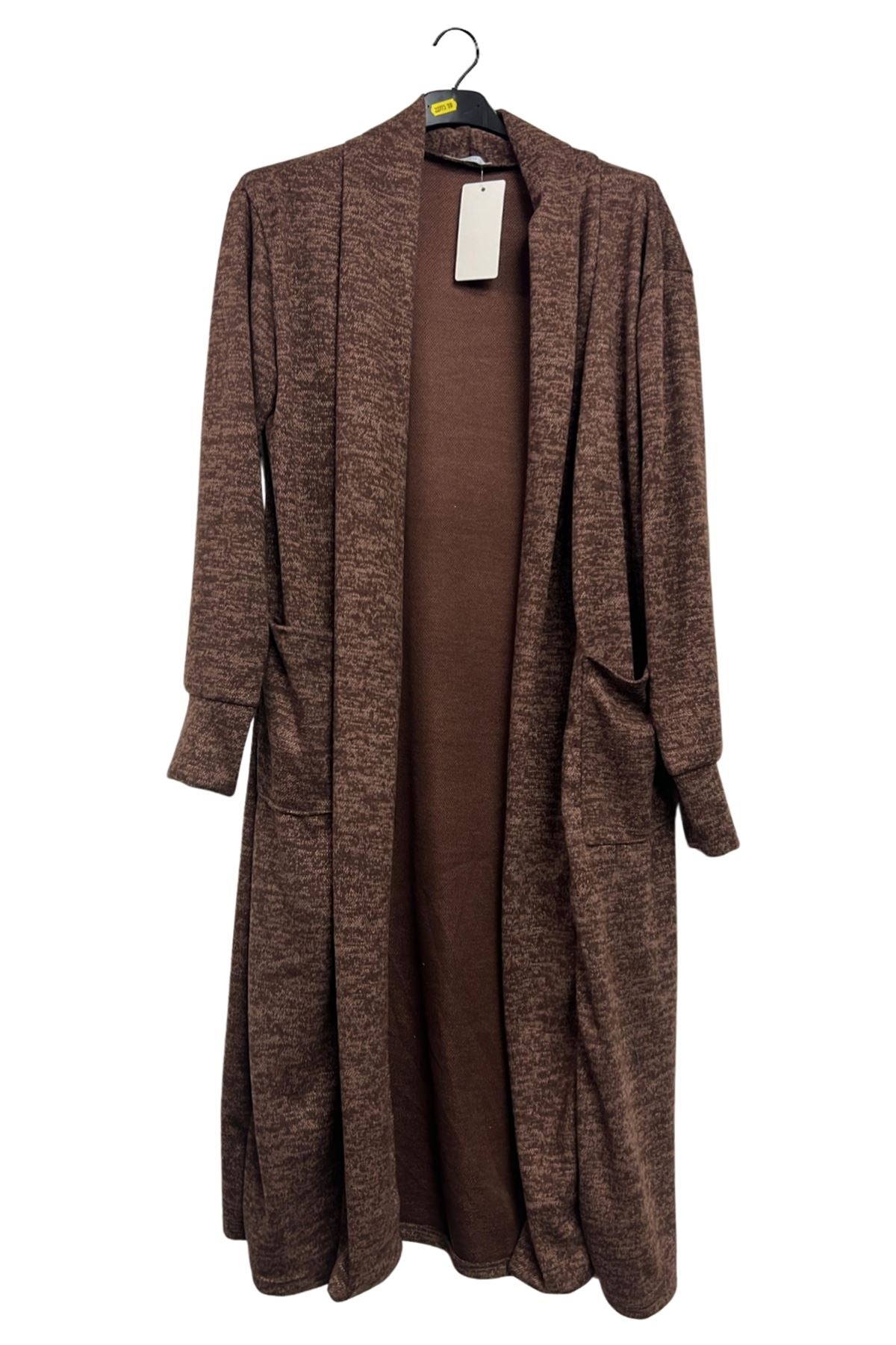 Plain Two Pockets Longline Duster Cardigan
