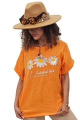 Daisy Flower Print Tunic Cotton Top