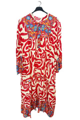 Paisley Floral Print Tiered Flared Dress