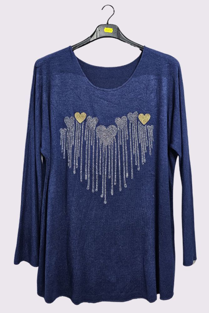 Diamante Heart Pattern Top