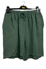 Plain Drawstring Waist Side Pockets Cotton Shorts