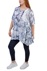 Brush Stroke Print Side Button Detail Top