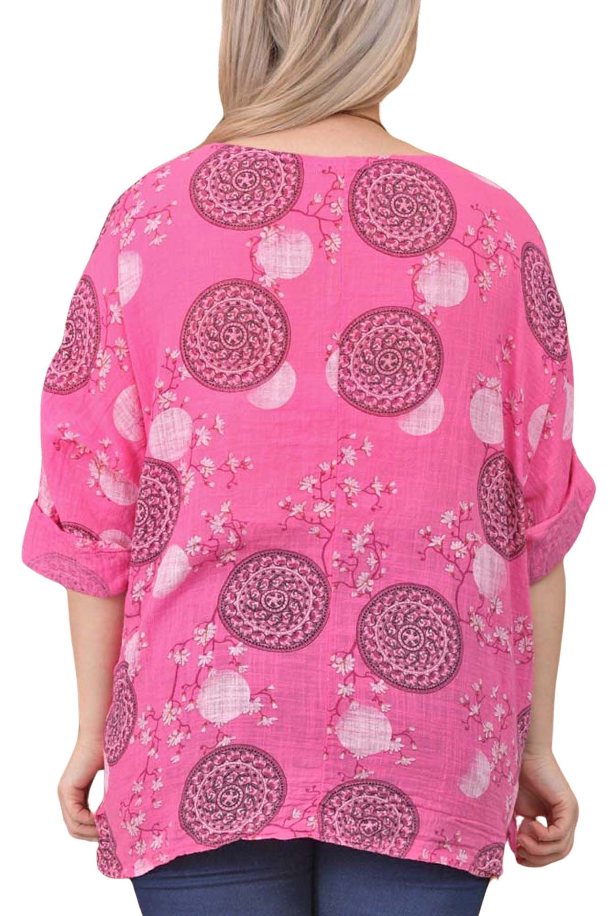 Floral Print With Necklace Cotton Top