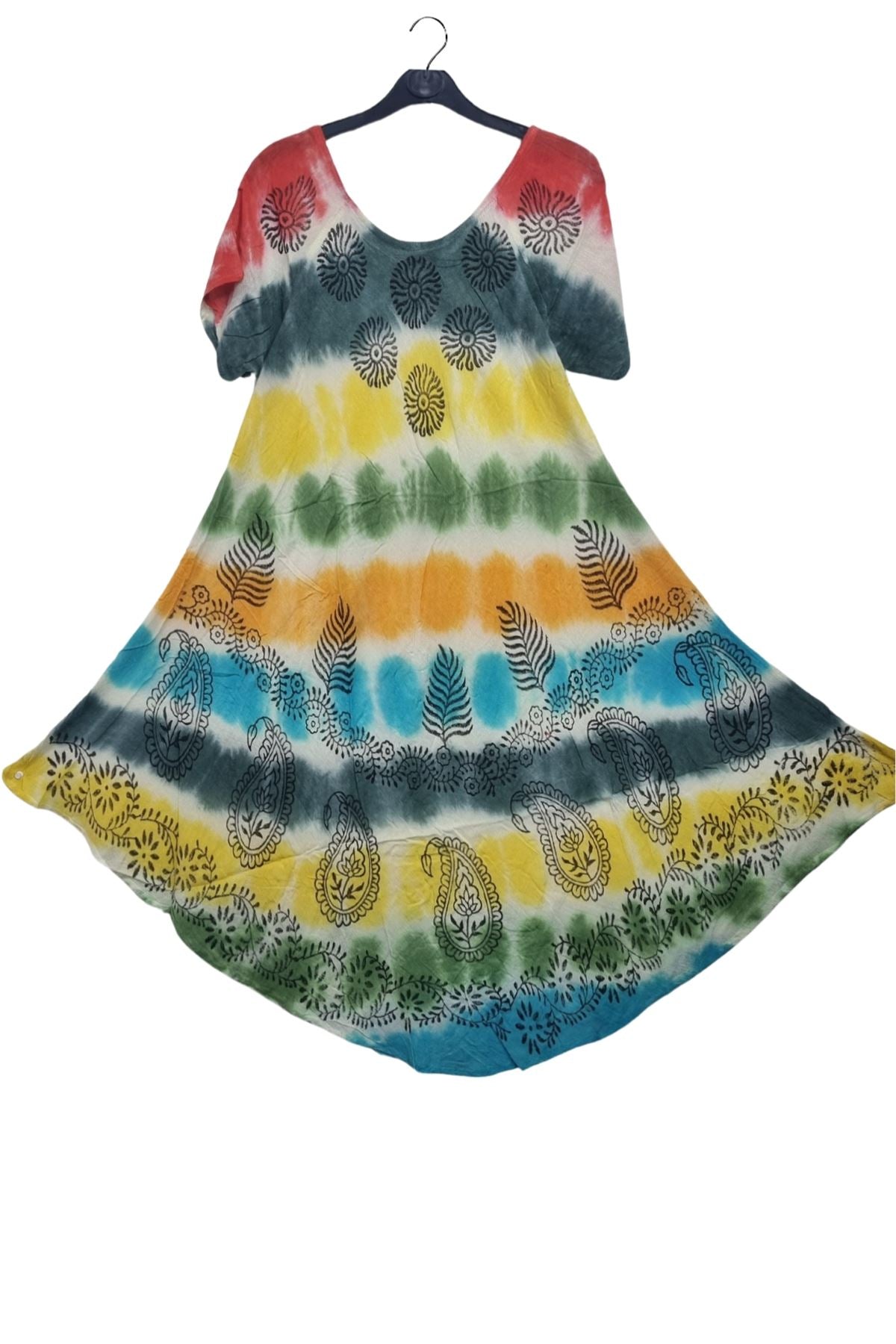 Tie Dye Paisley Leaf Pattern Dress