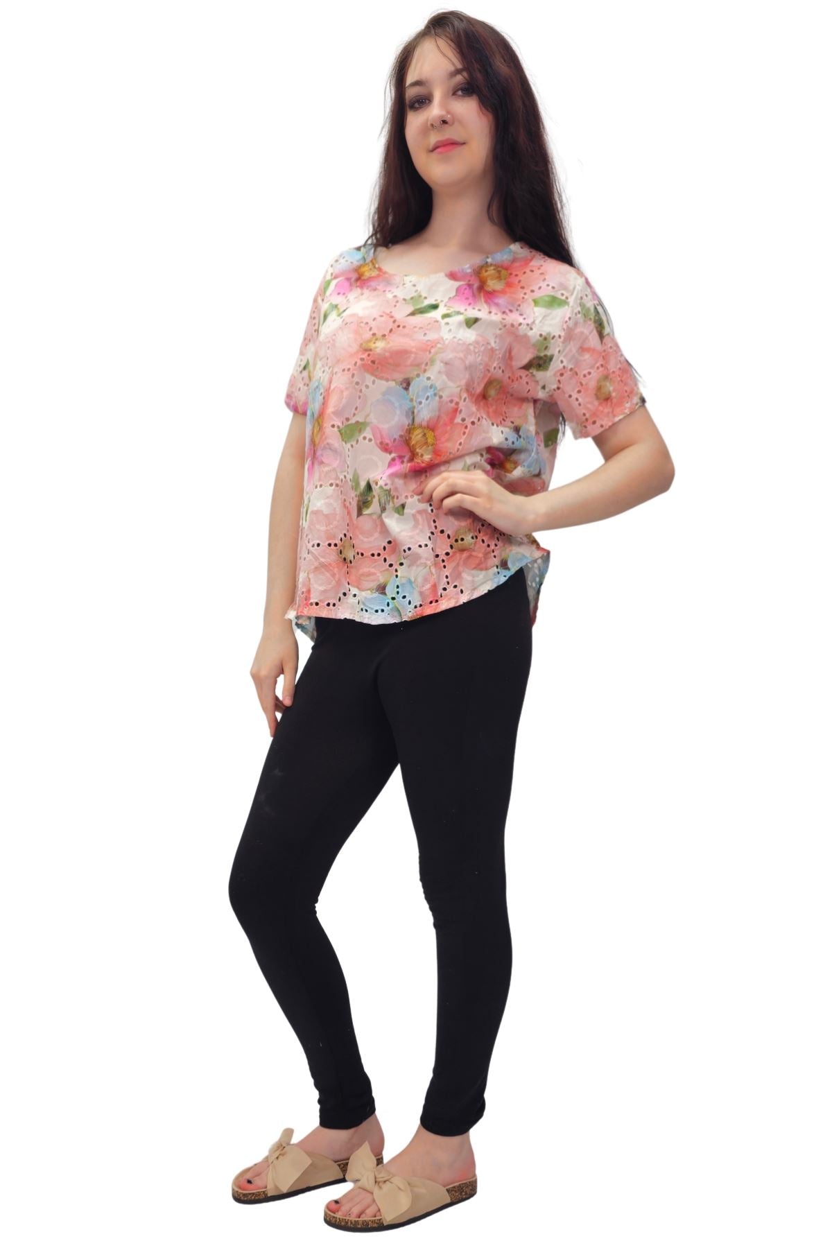 Floral Pastel Shades Print Cotton Top