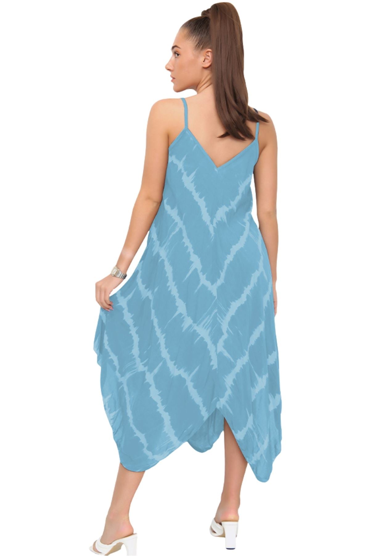 Tie Dye Print Draped Hem Dress