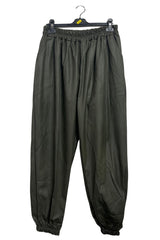 Plain Leather-Look Texture Side Pockets Jogging Bottom
