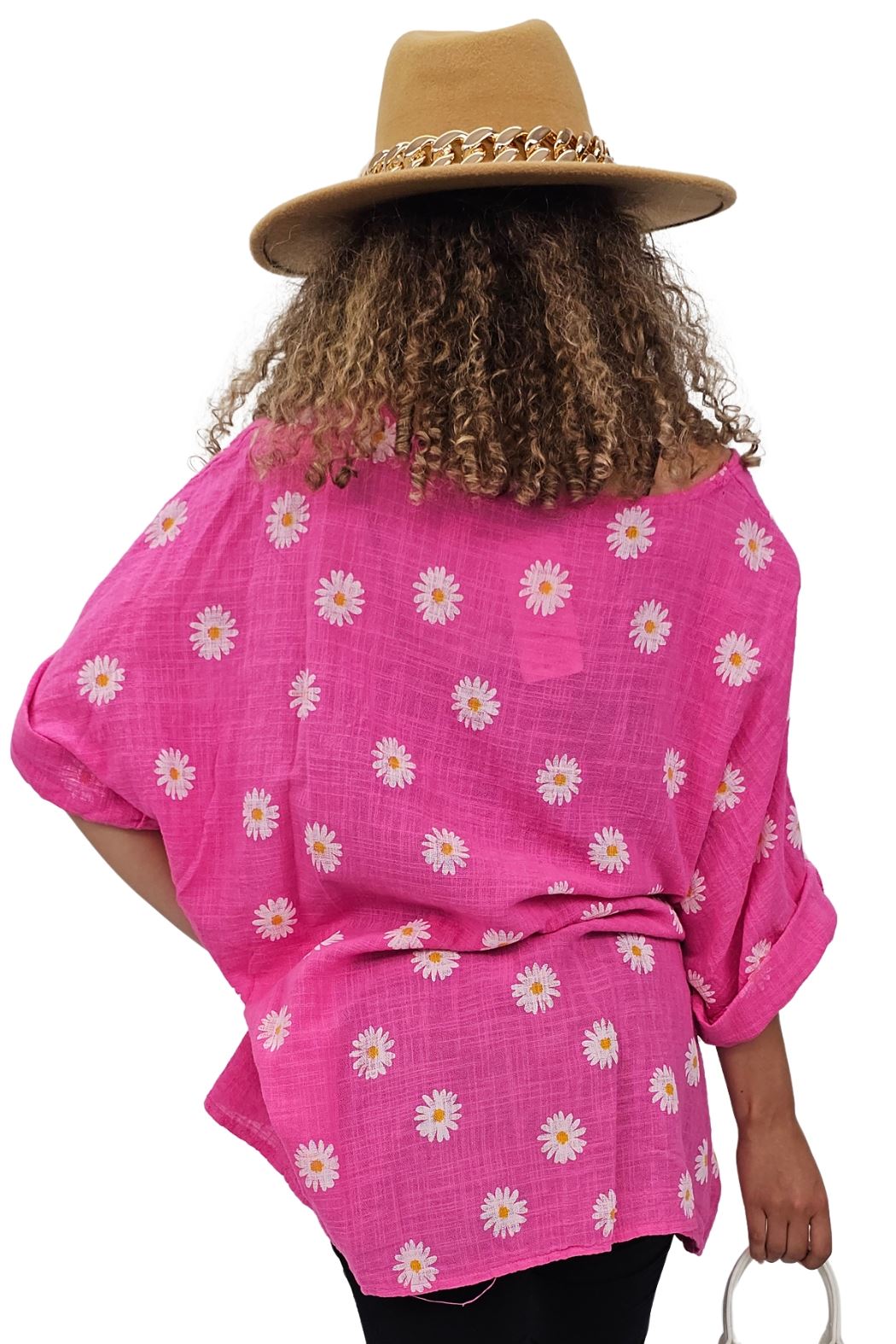 Daisy Flower Print Necklace Cotton Top