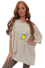 Sun Flower Print Cotton Top