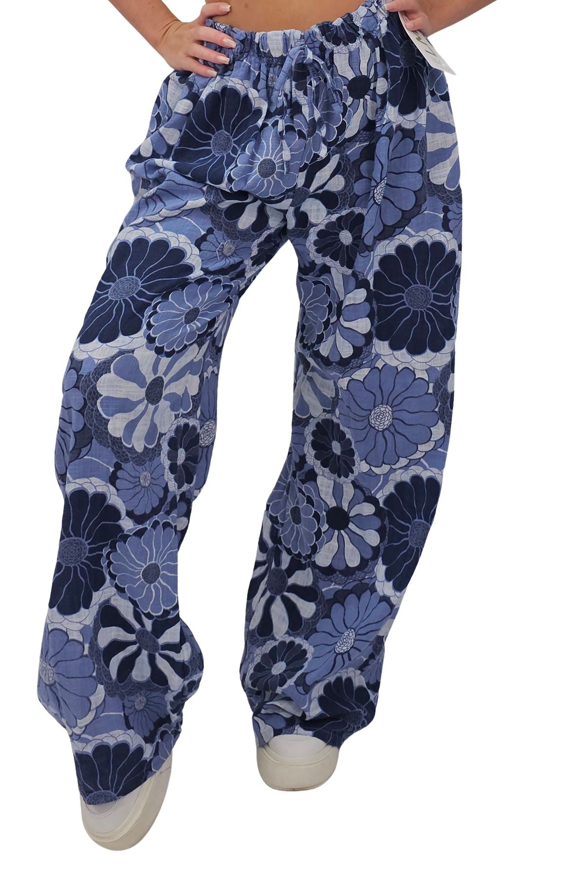 Floral Print Wide Leg Cotton Palazzo