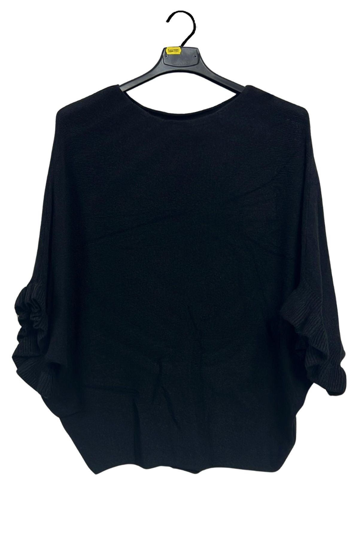 Plain Soft Knit Ruffled Sleeves Jumper
