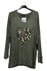 Sequin Leopard Heart Pattern Tunic Top