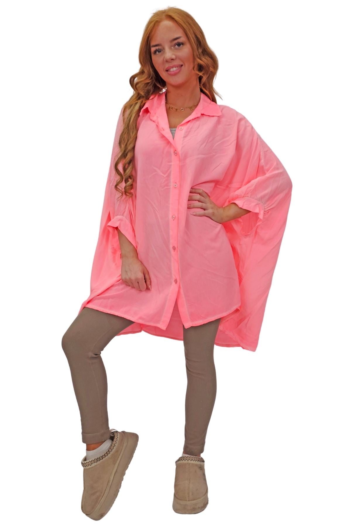 Plain Down Shoulders Button Up Shirt