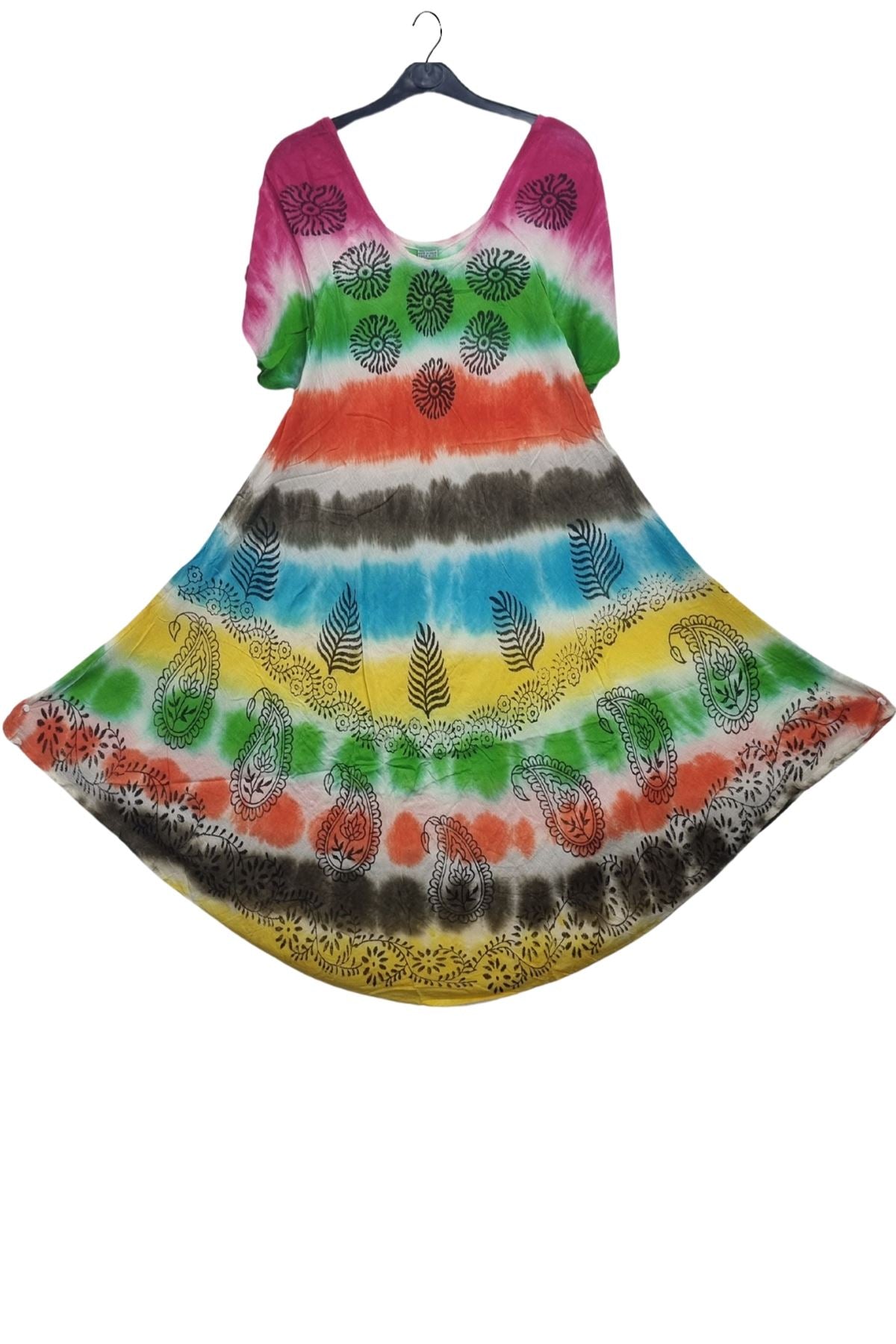 Tie Dye Paisley Leaf Pattern Dress