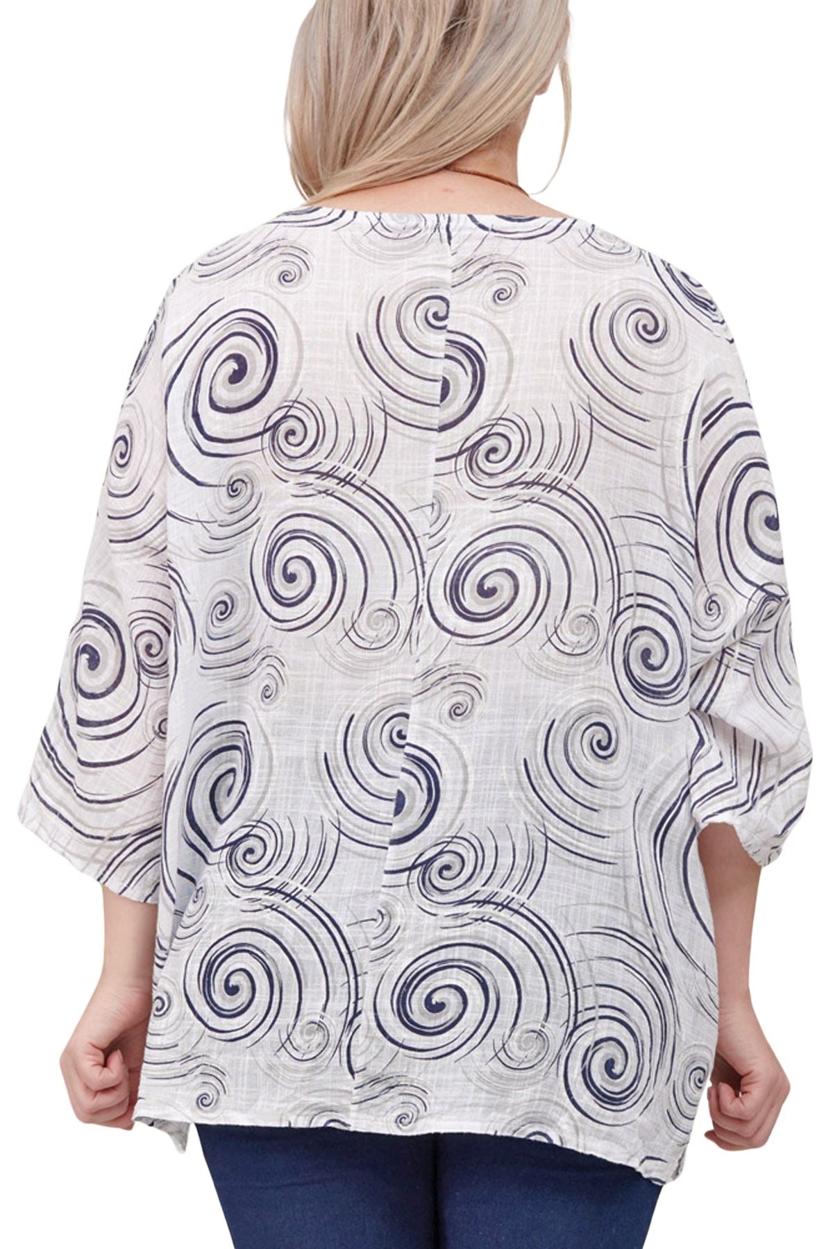 Swirl Print Necklace Cotton Top