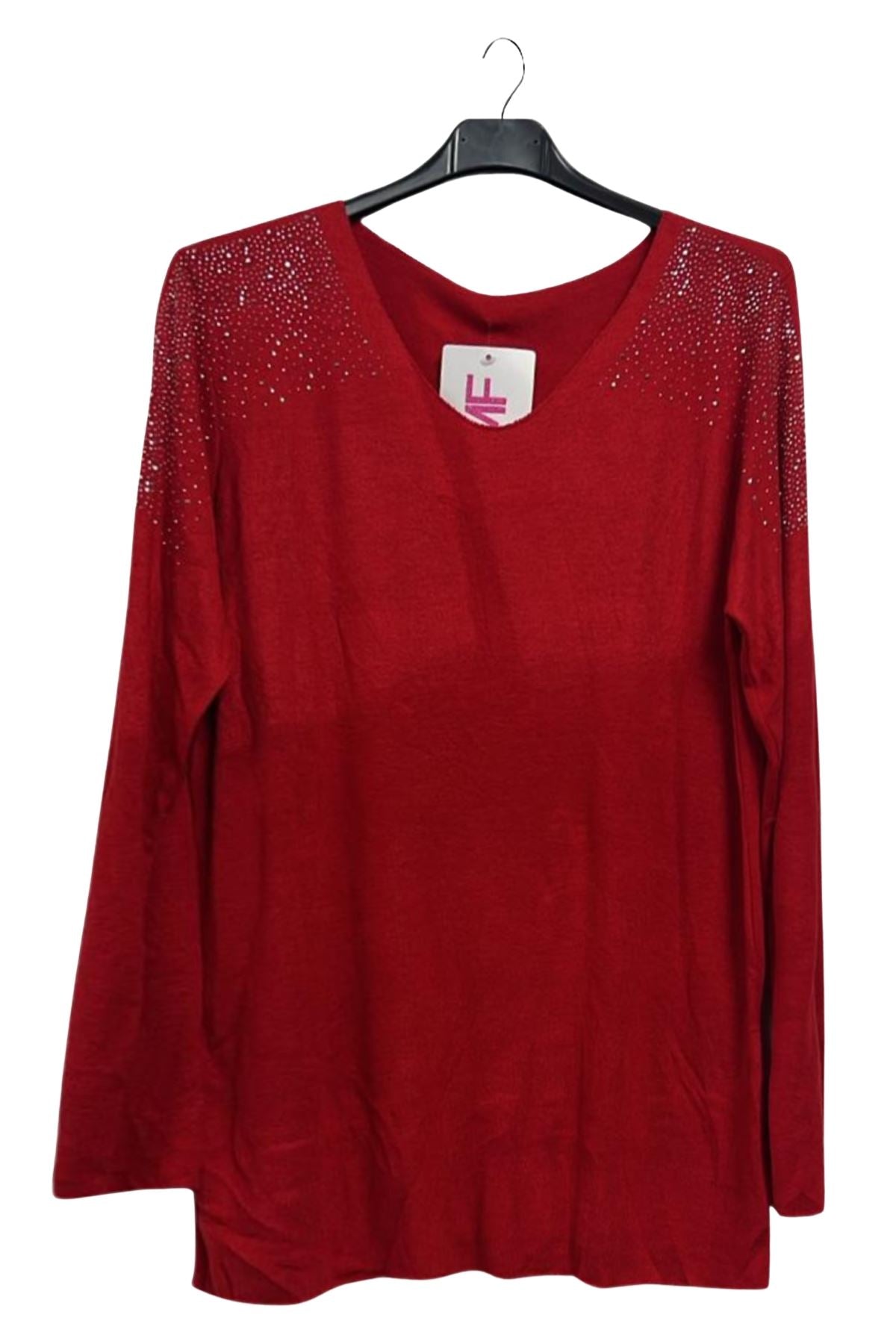 Plain Rhinestone Stud Detail Top