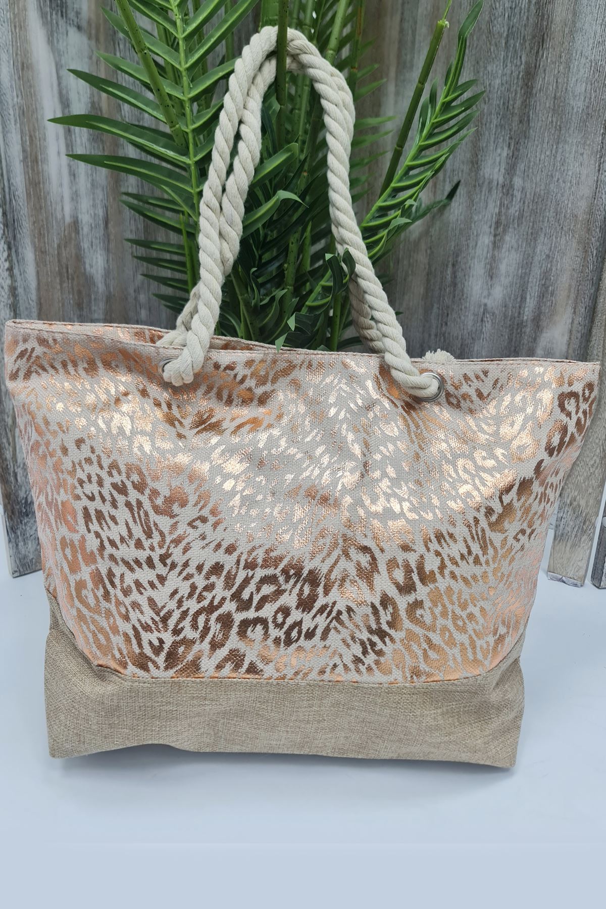 Leopard Pattern Two Handle Shoulder Bag