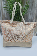 Leopard Pattern Two Handle Shoulder Bag