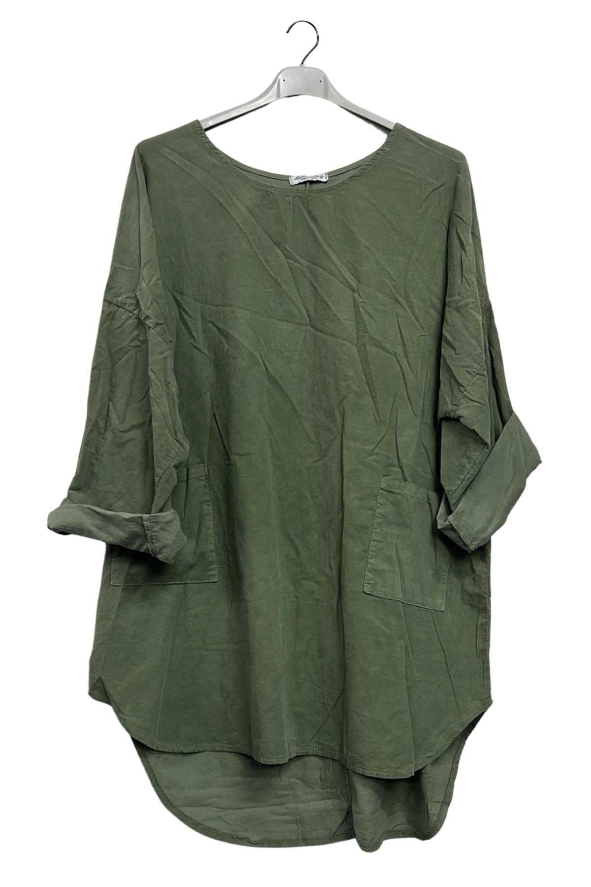 Plain Rounded Edges High Low Hem Cotton Top