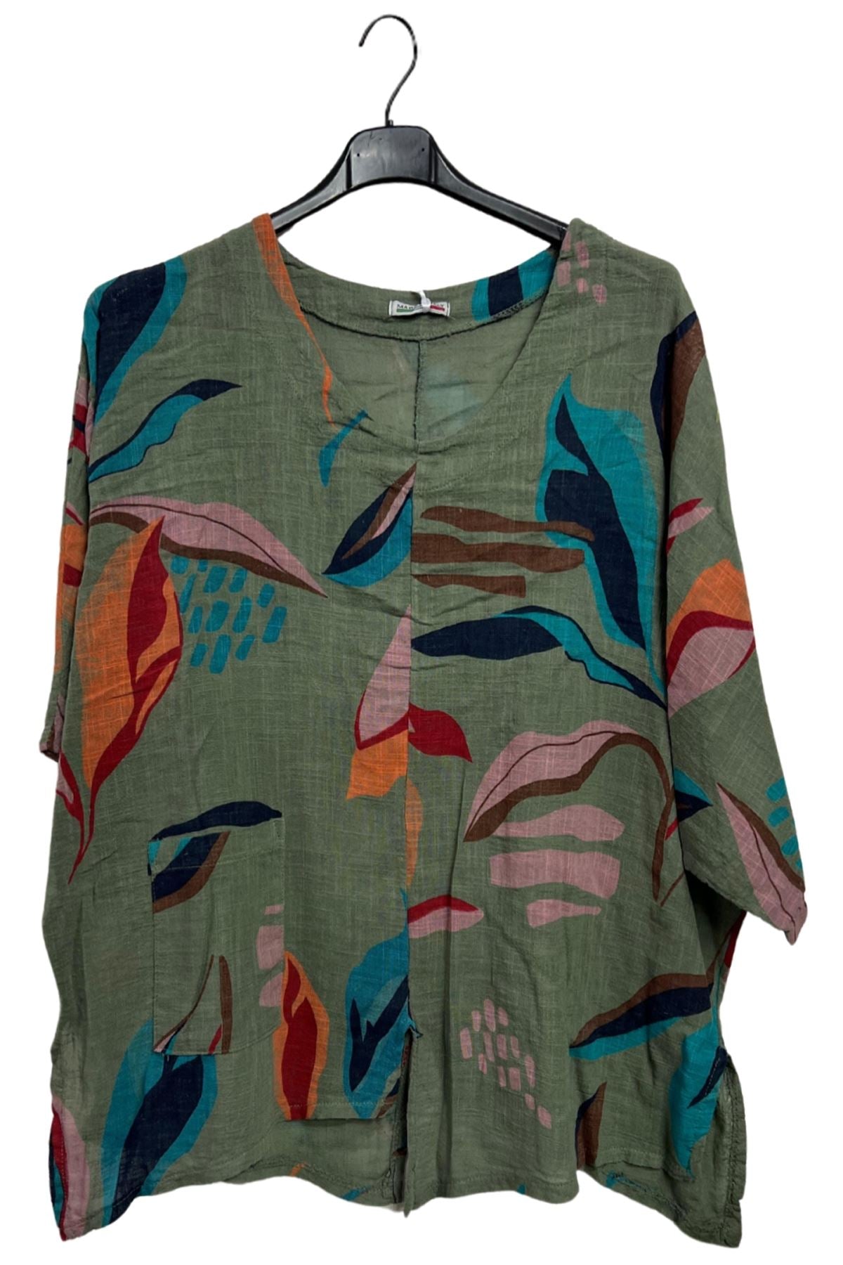 Abstract Painterly Print Oversized Tunic Cotton Top