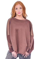 Plain Mesh-Textured Oversized Top