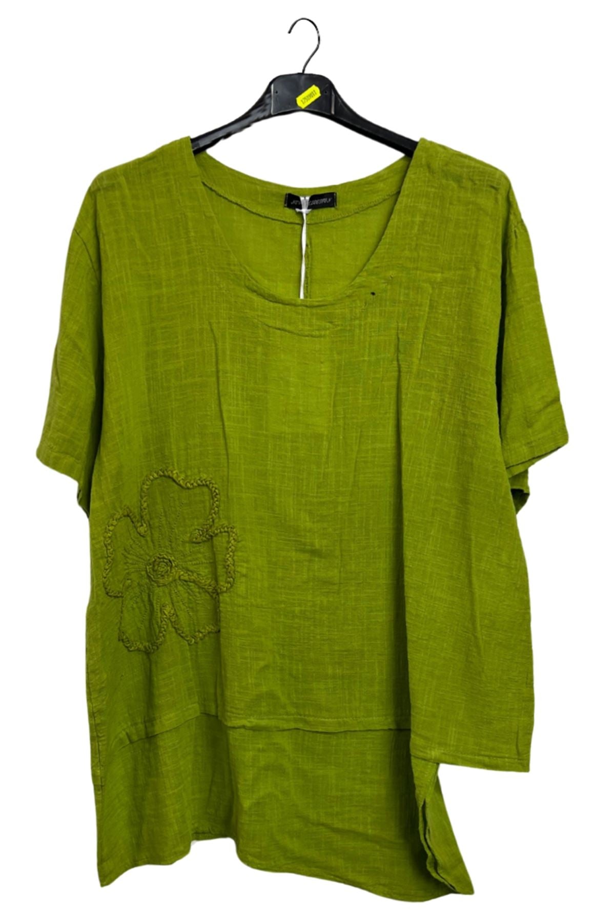 Plain Embroidered Floral Applique Cotton Top