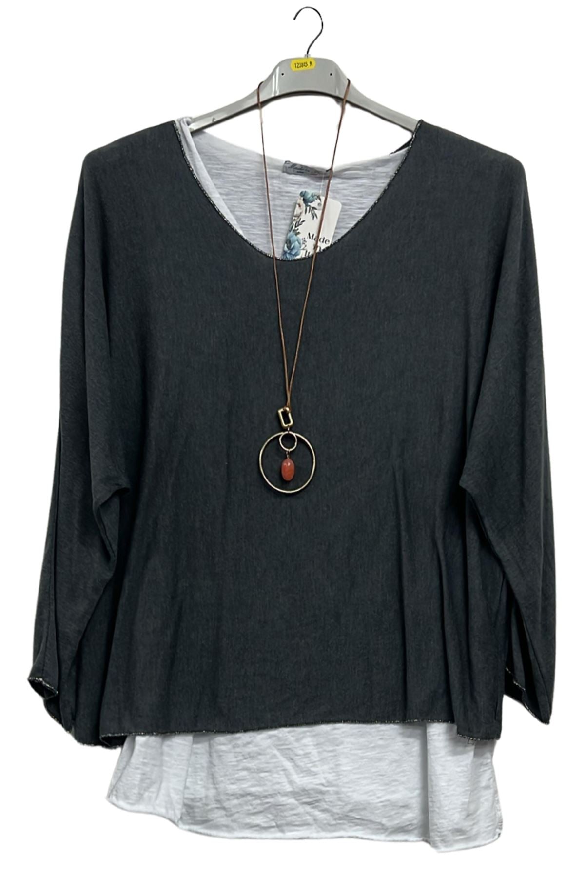 Plain Layered Hem Tunic Cotton Top