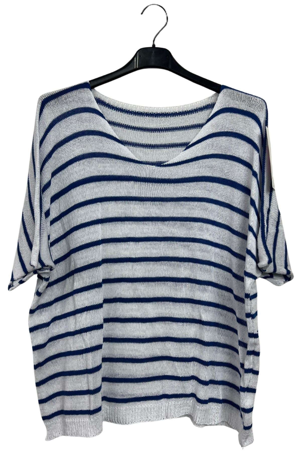 Stripe Pattern Tunic Cotton Top