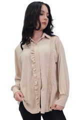 Gold Thread Pattern Ruffle Detail Shirt