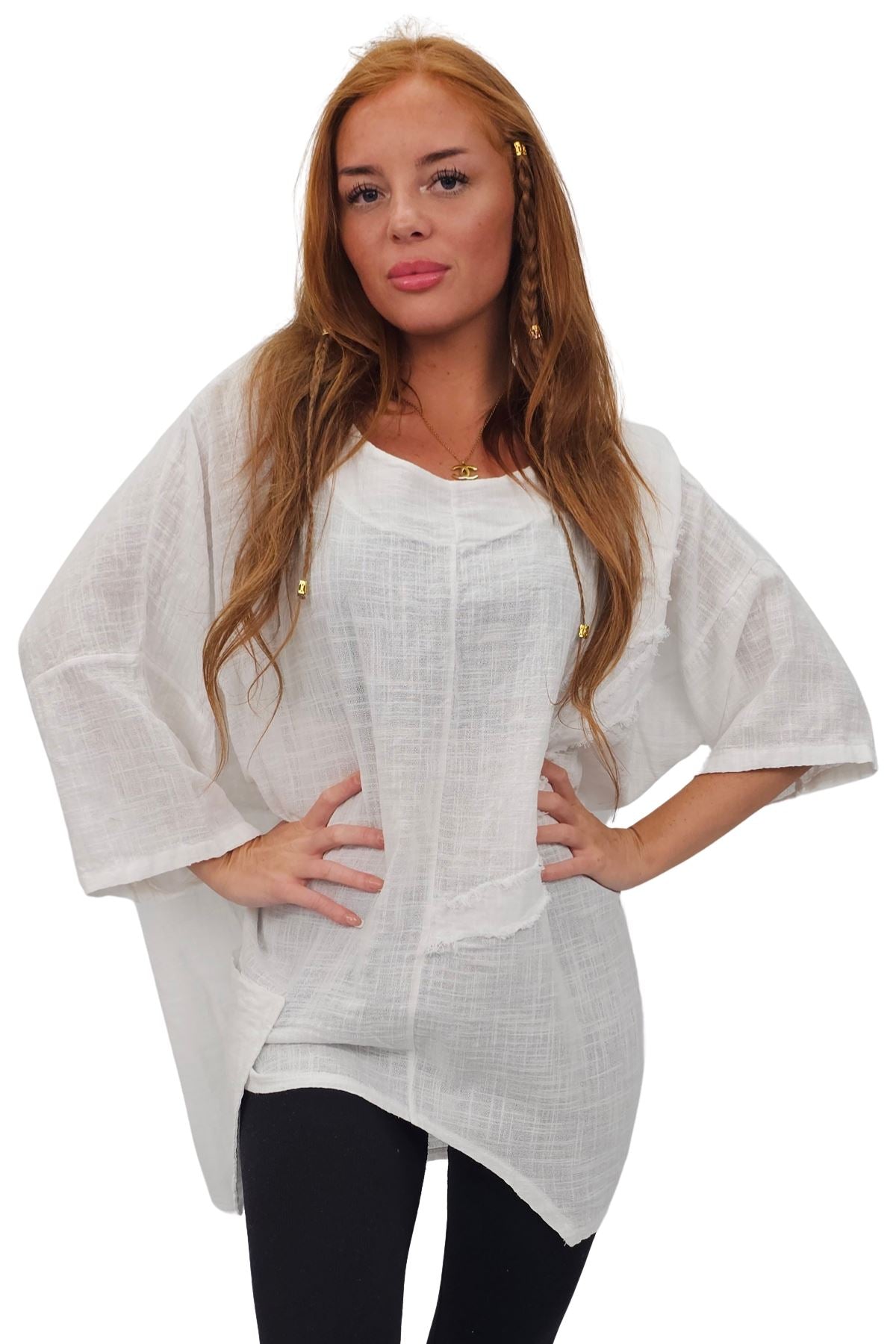 Plain Front Patch Pockets Cotton Top