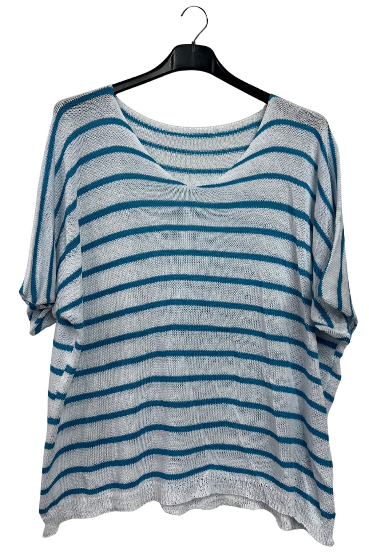 Stripe Pattern Tunic Cotton Top