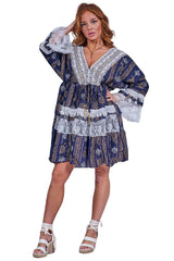 Geometric Floral-like Pattern Bohemian Resort Style Dress