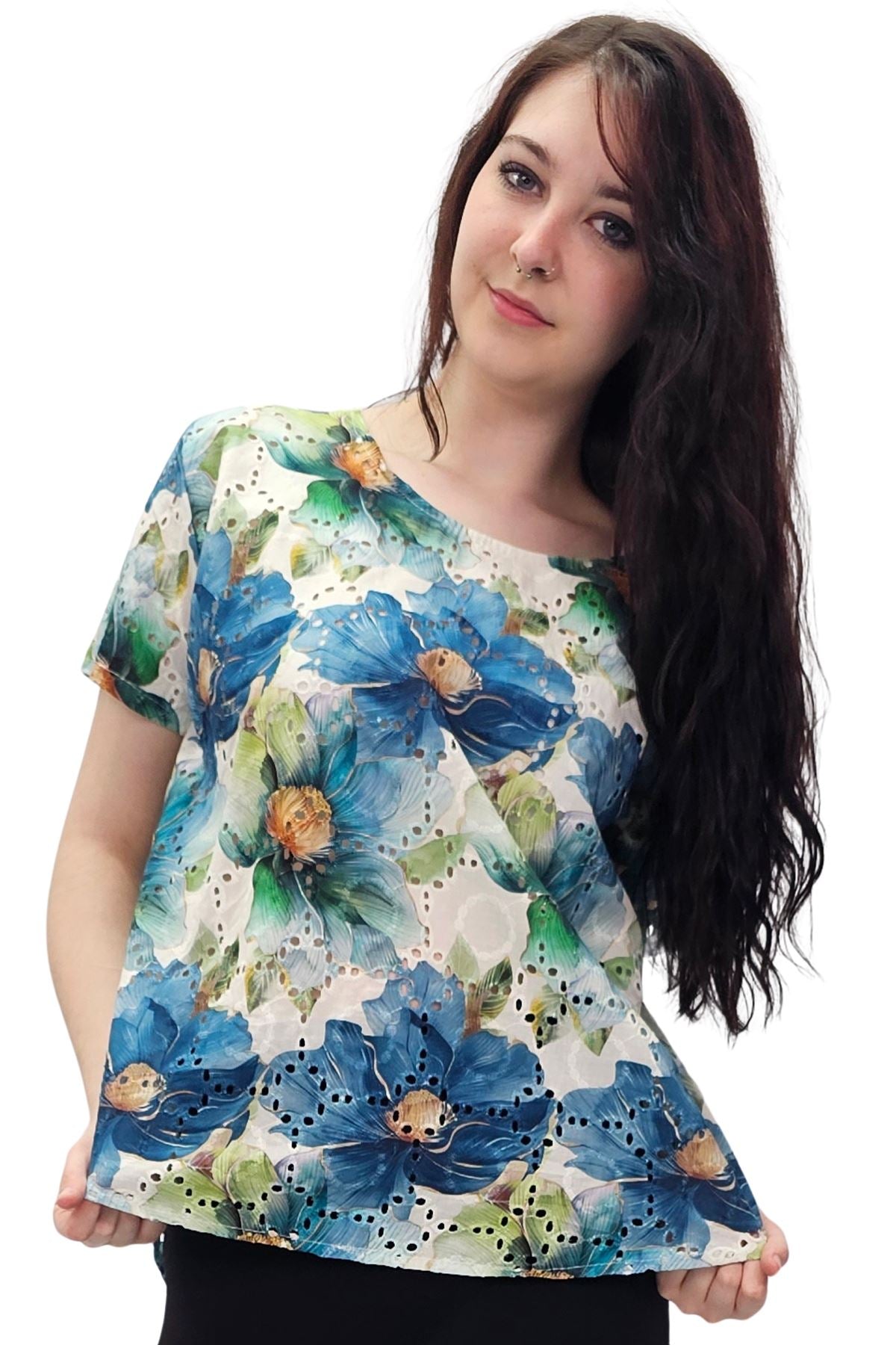 Floral Pastel Shades Print Cotton Top