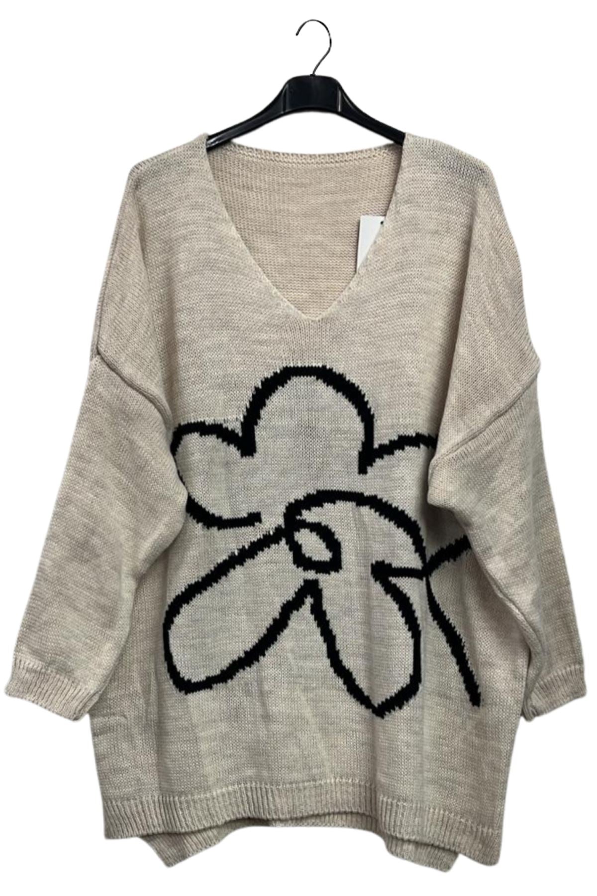 bulk floral knit sweater