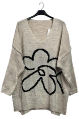 bulk floral knit sweater