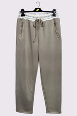 Plain Drawstring Waistband Zip Pockets Trousers