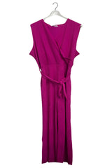 Plain Wrapover Style Tie Waist Jumpsuit