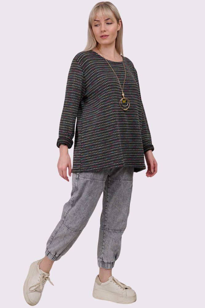 Multicoloured Horizontal Stripes Tunic Top