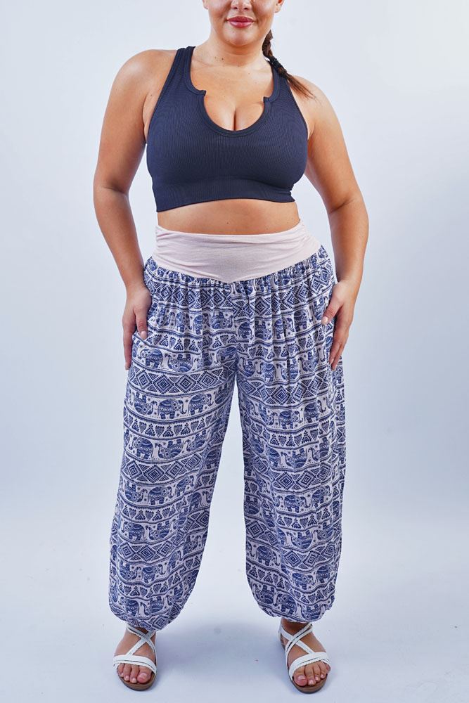 Geometric Elephent Print Viscose Palazzo