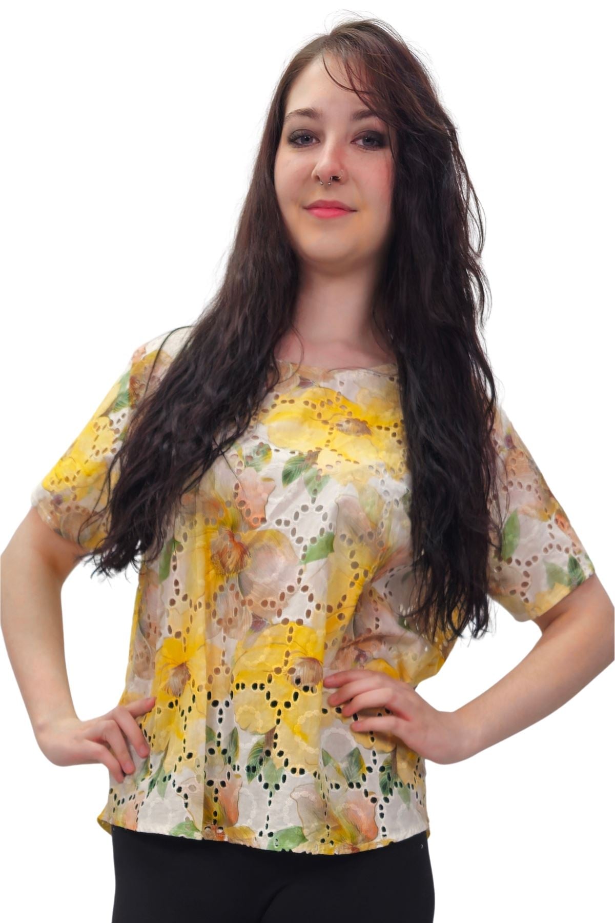 Floral Pastel Shades Print Cotton Top