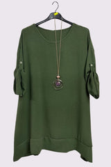 Plain Textured Button Up Seleeves Top