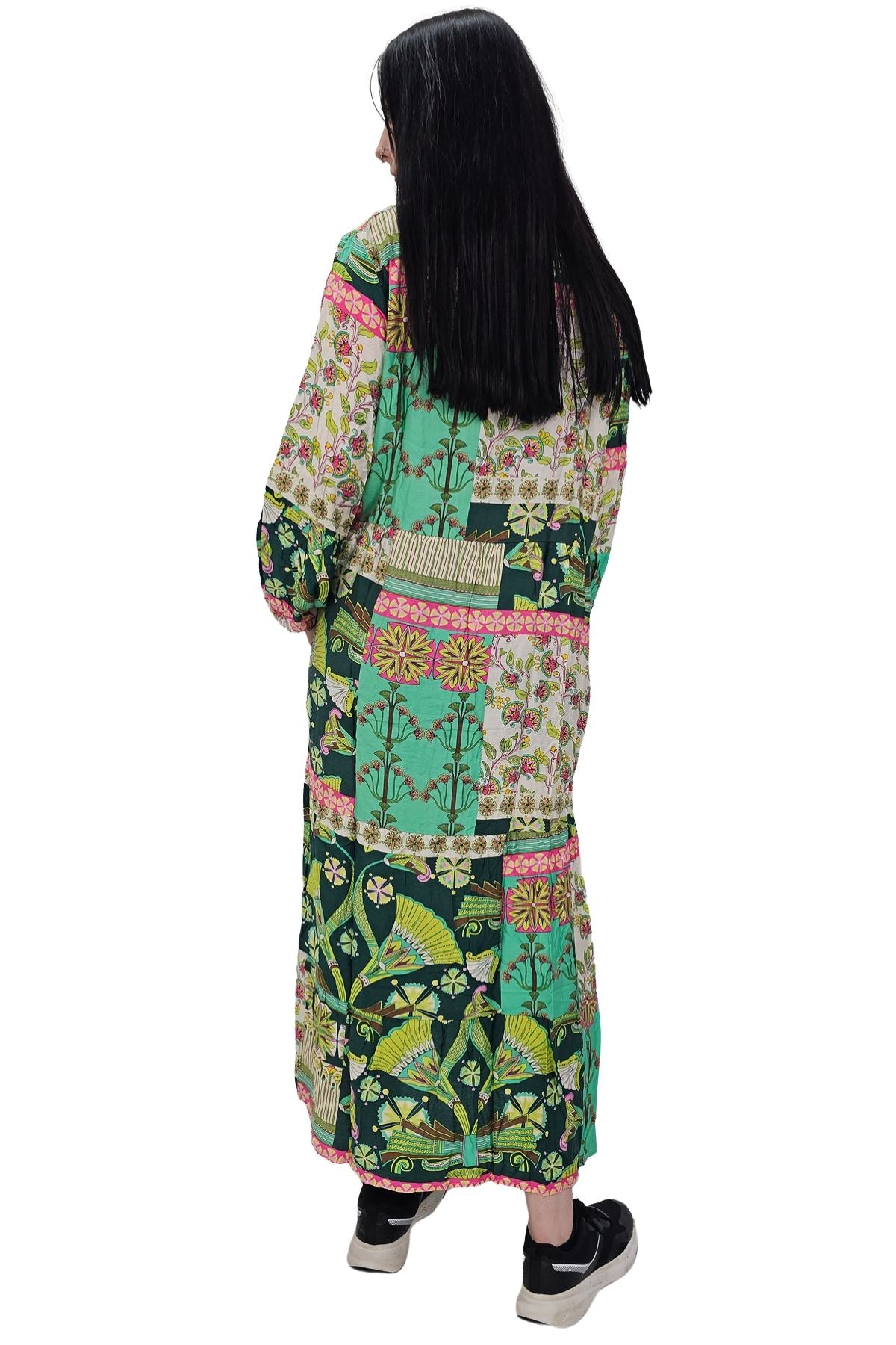 Floral Print Oversized Front Button Up Cotton Dress